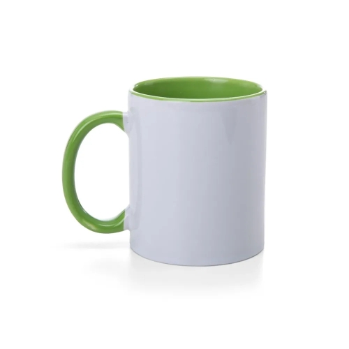 Caneca importada verde claro alça e Interior (Porcelana 325ml P/ Sublimação)-230901