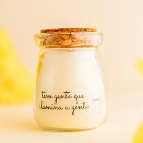Vela Aromática personalizada 80g em vidro com tampa de madeira com rótulo personalizado-ARMBN01