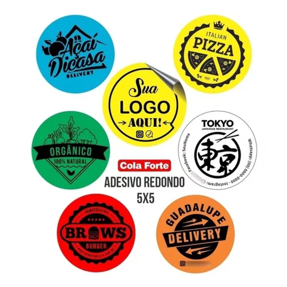 Adesivo redondo embalado individualizado 5x5-ADR01