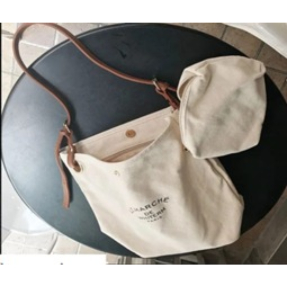 Bolsa cru/bege; alça em courino marrom-BLRD1