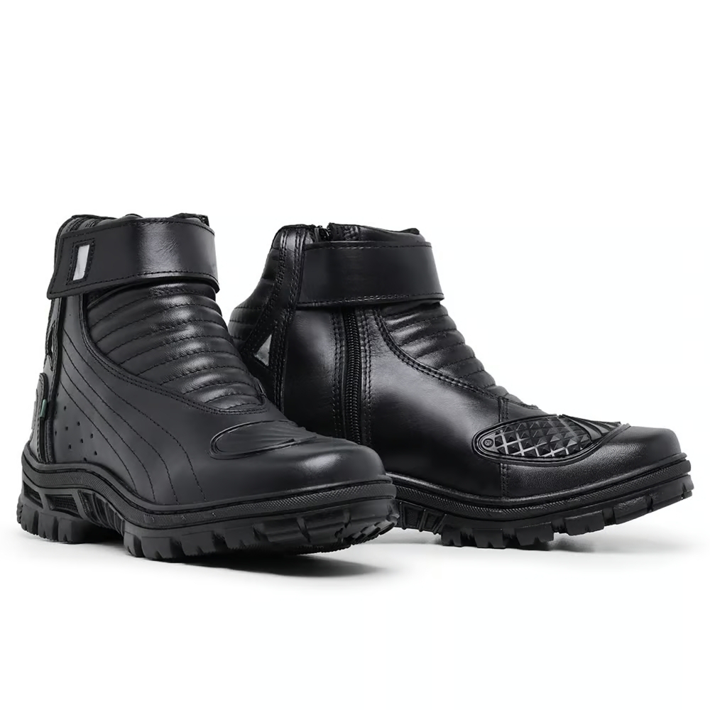 Bota Motociclista Acero Couro Race Preto-PMT06