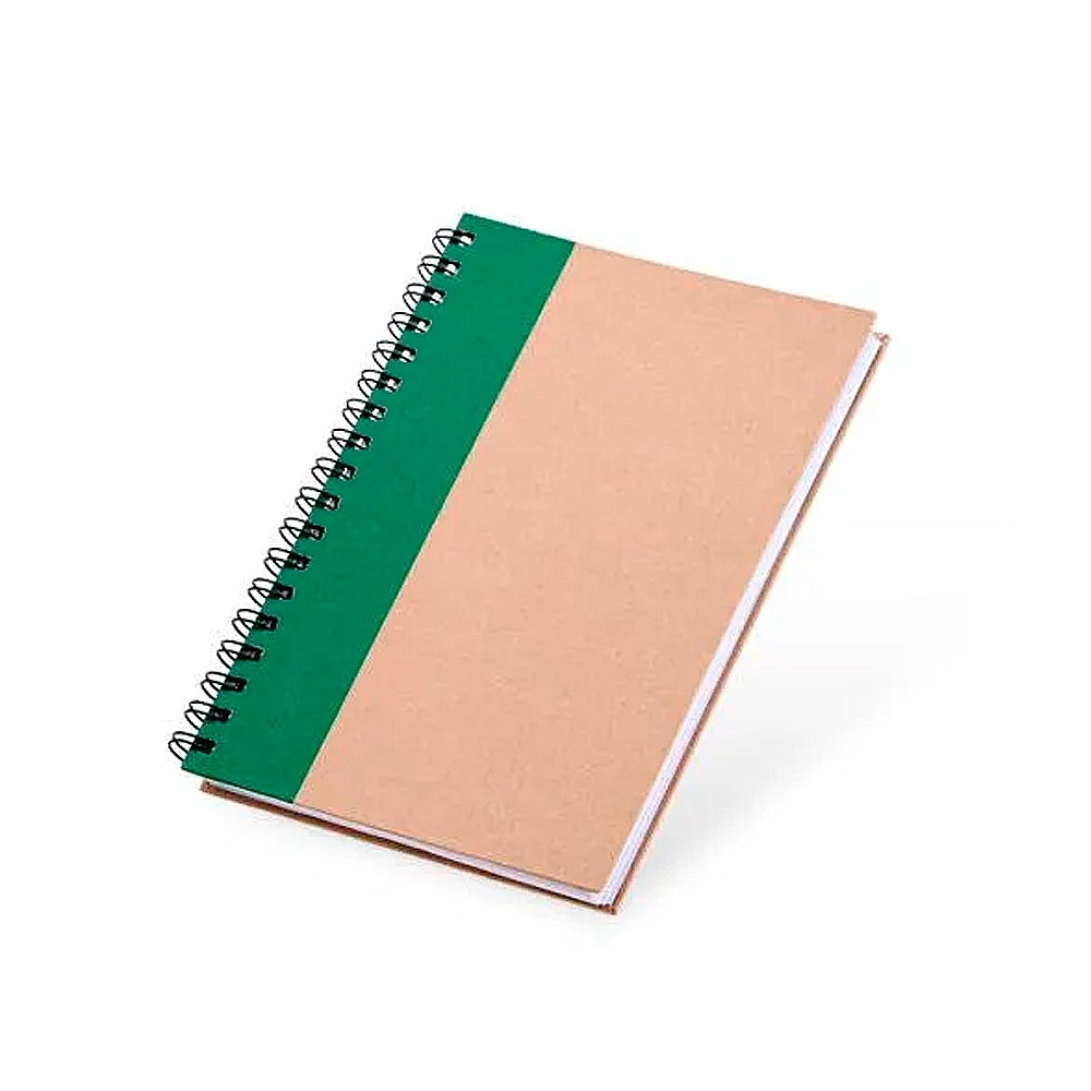 CADERNO PAUTADO COM WIRE-O - 23X18CM - BEGE/VERDE