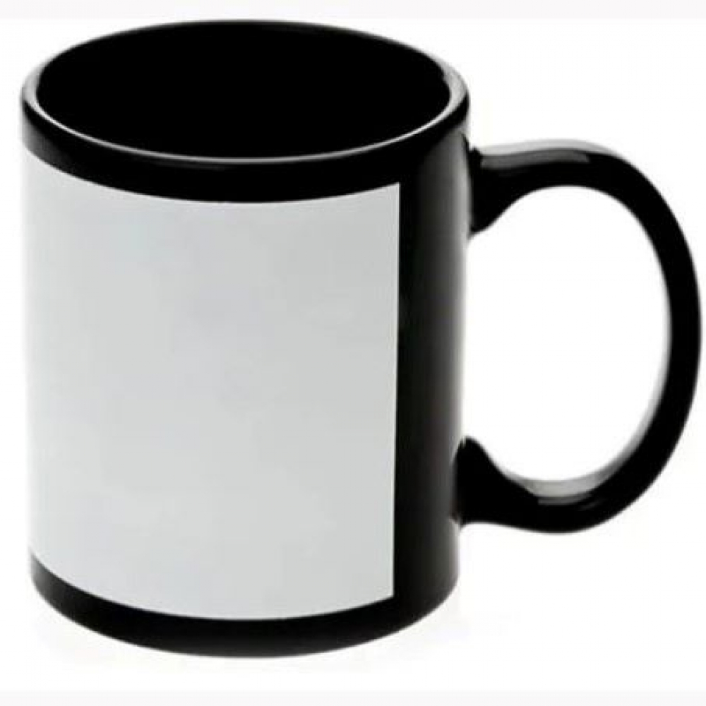 CANECA PRETA C/ TARJA BRANCA 325ML-CAN01