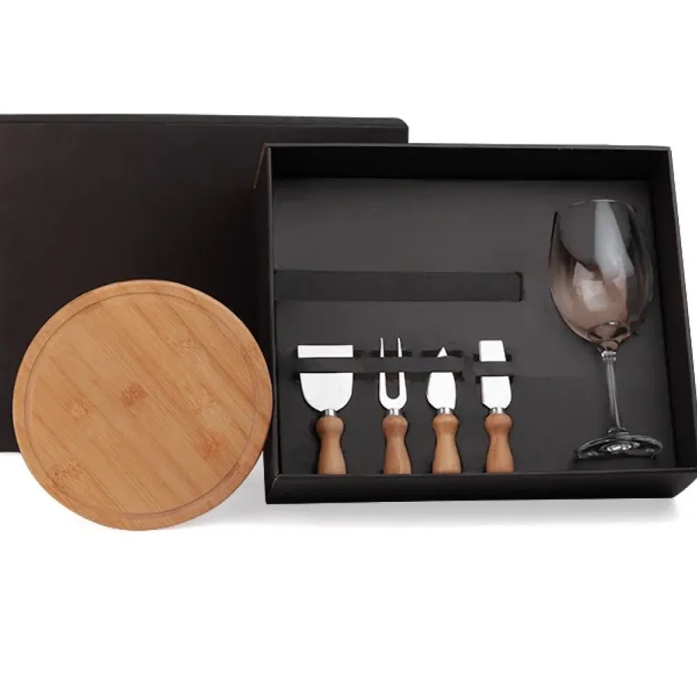 CONJ. TAÇA, TÁBUA E UTENSILIOS - 6 PEÇAS