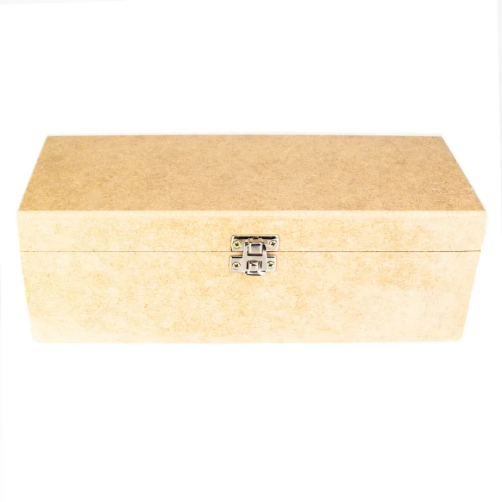 Caixa para Mini Vinho com Fecho e Dobradiça de MDF Madeira Crua-CA97160