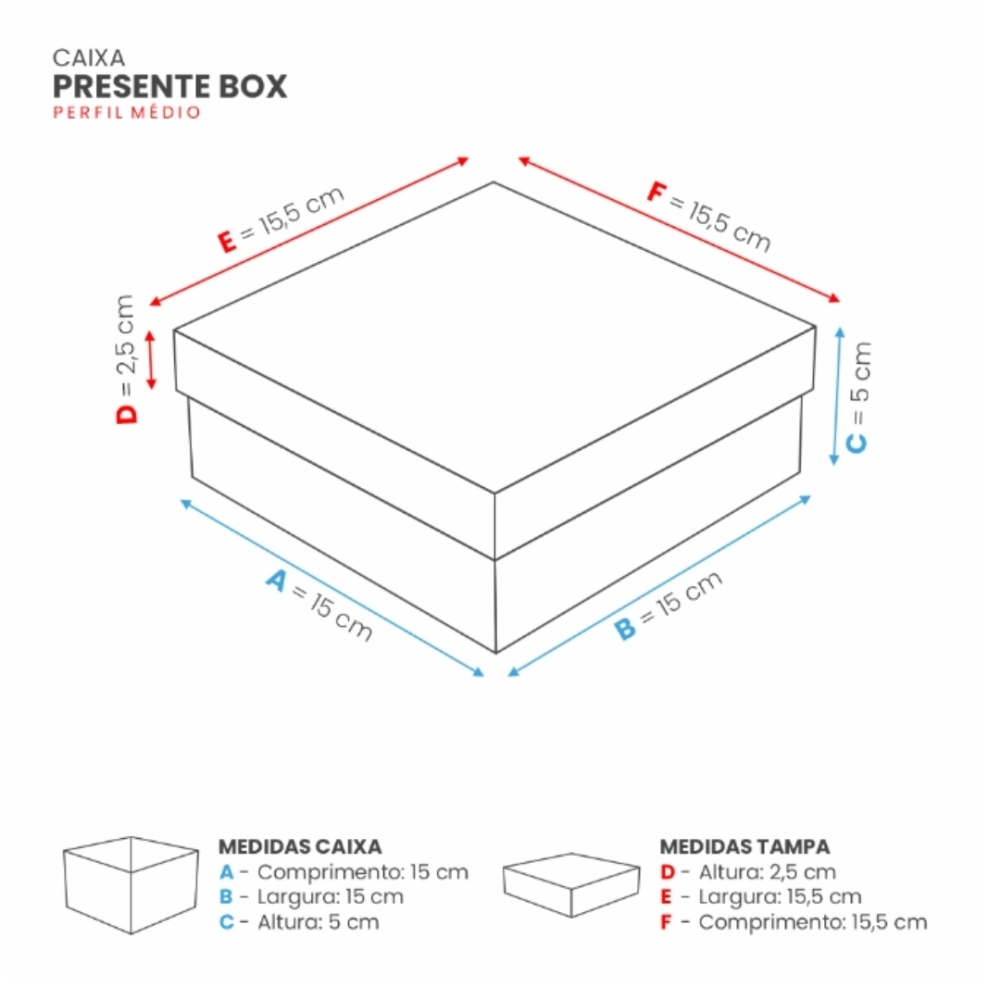 Caixa quadrada p/ presentes, azul marinho - Cartonada em papelão rígido 