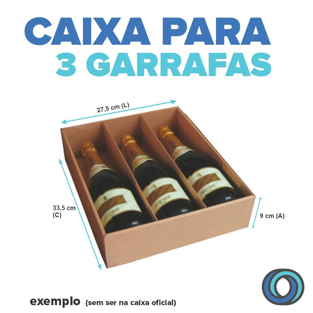 Caixa Coco Preta para 3 GARRAFAS 