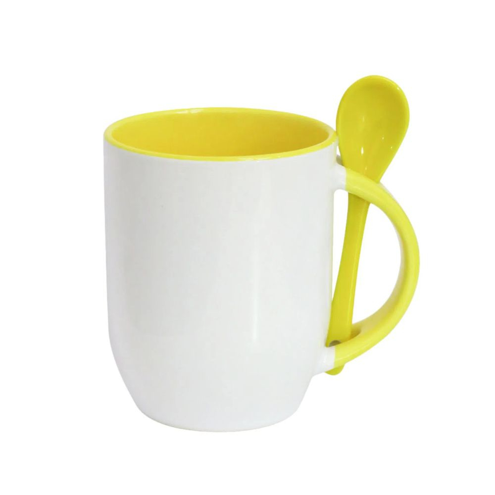 Caneca com colher AMARELO-ID I 4001-AMA