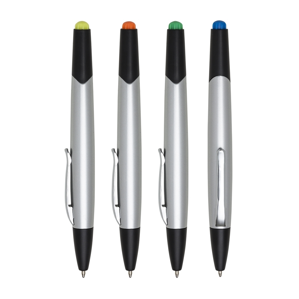 Caneta Plástica com Marca Texto COLORIDO-ID XZ ER2049-COL