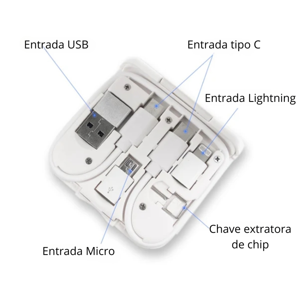 Carregador portátil wireless dobrável 10 em 1 