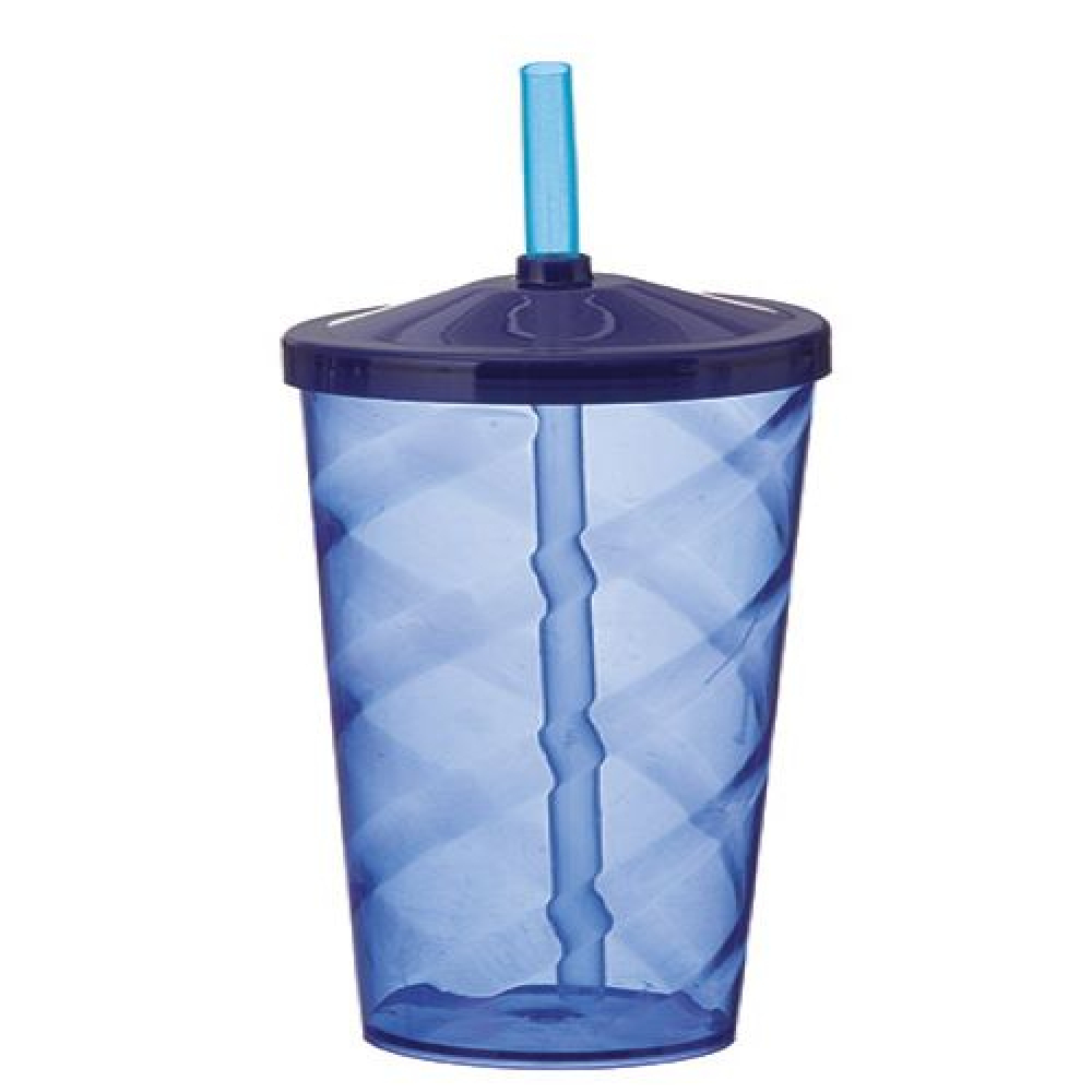 Copo com canudo de acrílico para festa AZUL-ID ST CPCNW 400ML-AZU