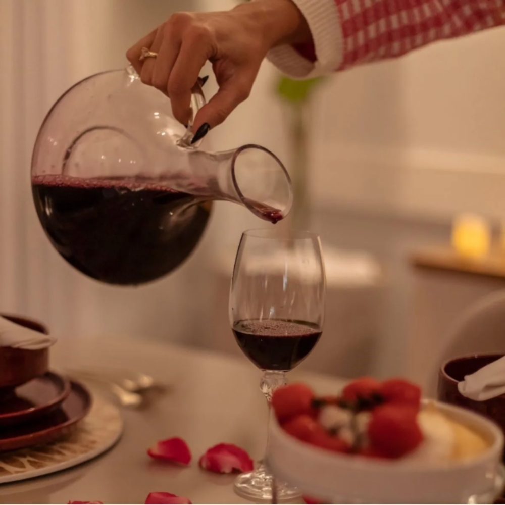 Decanter Para Vinho Com Alça - Decantador de Vidro Laradore 