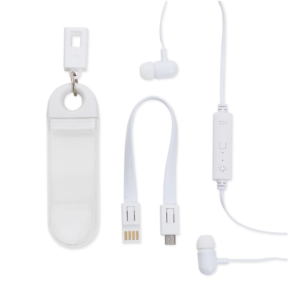 Fone de Ouvido Bluetooth com estojo e cabo para recarga BRANCO-ID BG 081-BRA