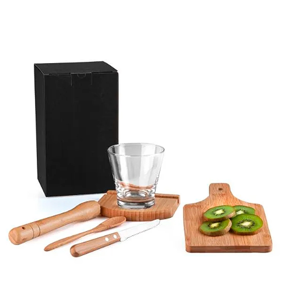 KIT PARA CAIPIRINHA EM BAMBU IBIZA - 0,35 L - 6 PÇS