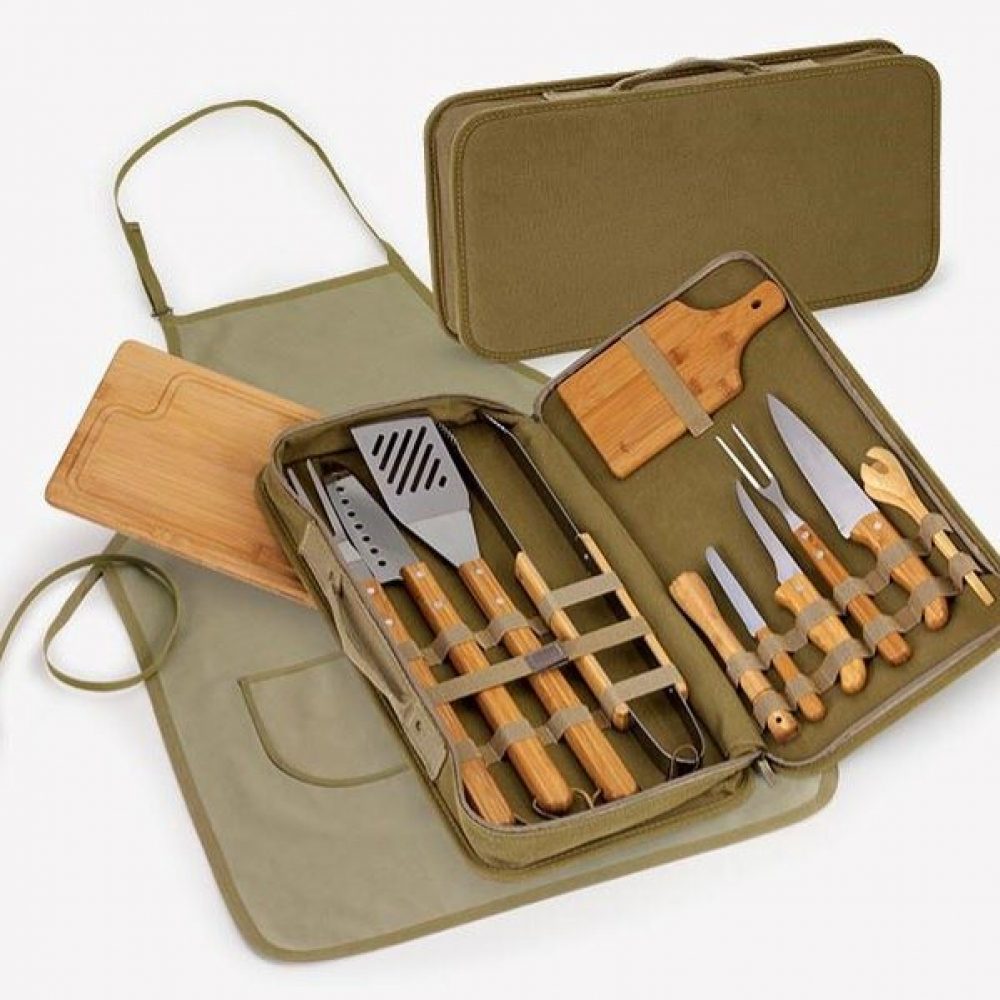 Kit Para Churrasco E Caipirinha Quebec Com Estojo - 14 Pçs-PB-00873