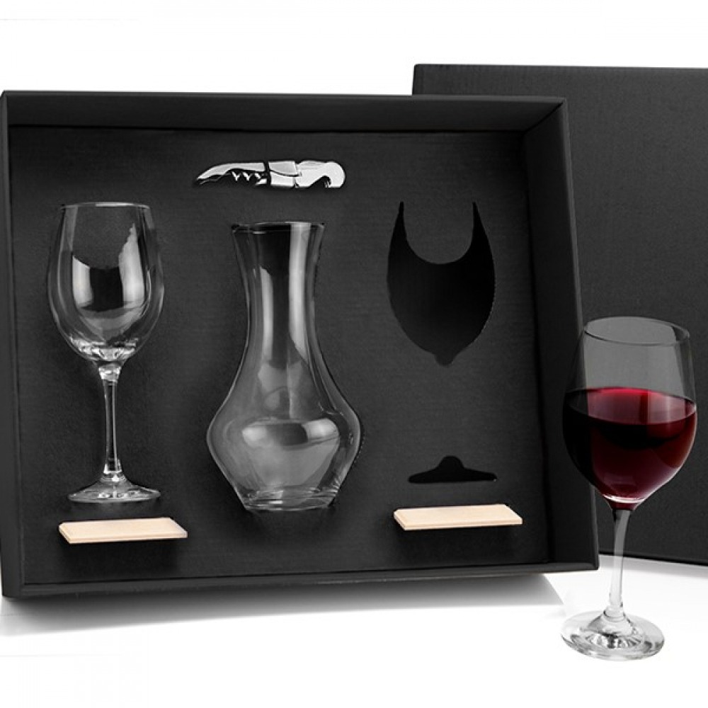 Kit Para Vinho Com Taças - 6 Pçs-KT-90067