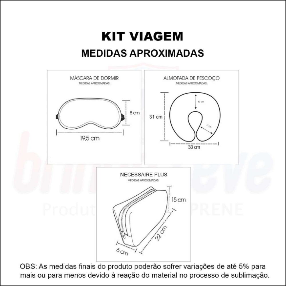 Kit Viagem Almofada Pescoço + Máscara + Necessaire