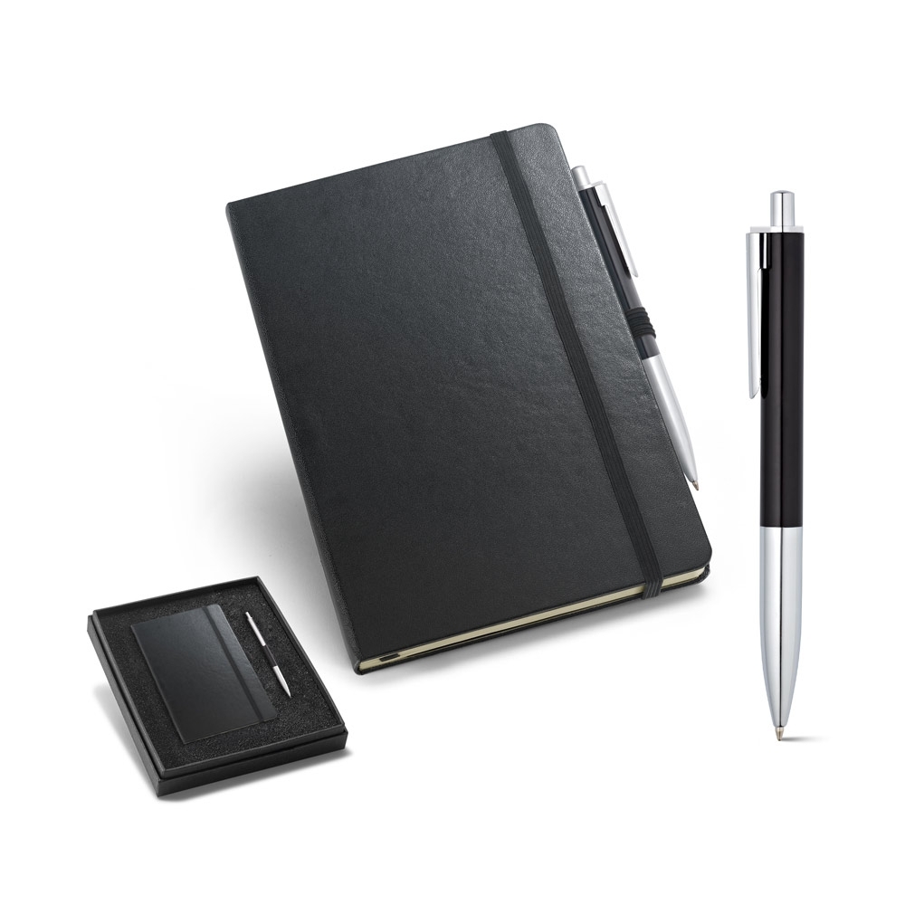Kit de caderno e esferográfica PRETO-ID SP 93499-PRE
