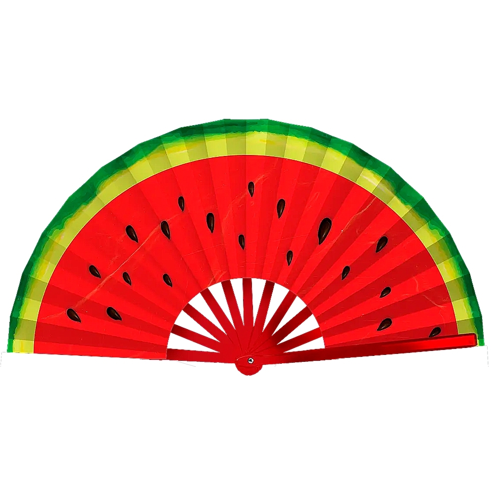 Leque decorativo fabricado com haste de plástico e bambu ou tecido de em nylon.-LQ1